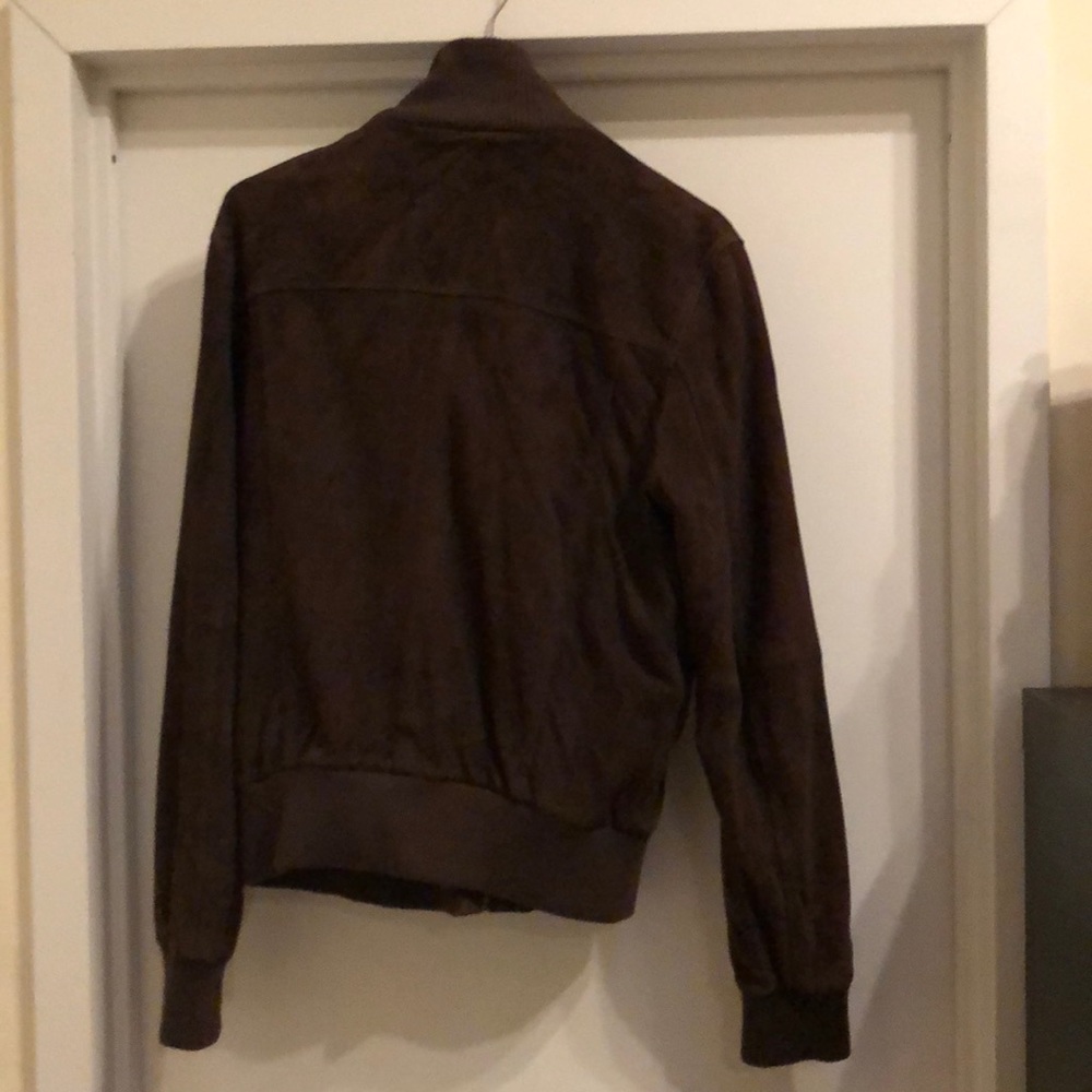 Zara brown suede leather bomber jacket - Picture 3 of 7